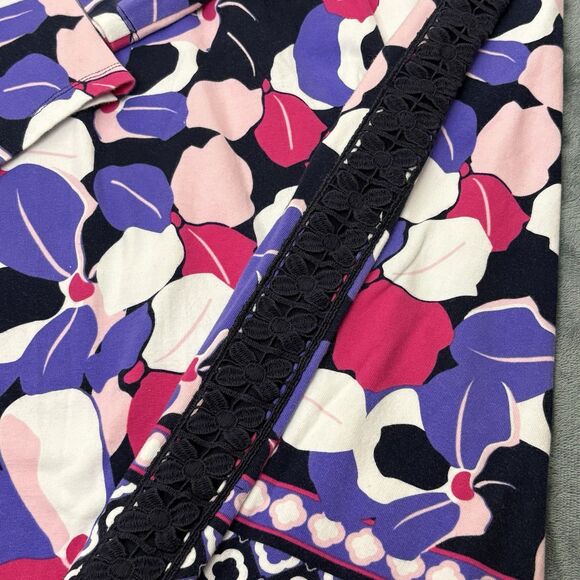 Crown & Ivy Navy/Pink Floral Stretch Knit Side Lace Back Zip Dress $99 XL - Picture 5 of 8